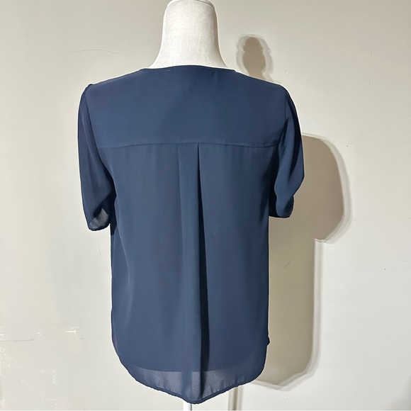 MICHAEL Michael Kors Navy Blue Zip-Front Blouse – Size Small - Picture 2 of 5